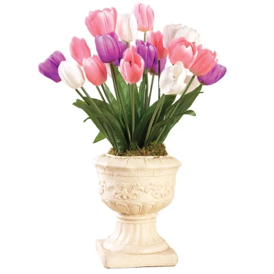 Collections Etc Springtime Tulip Bushel Artificial Maintenance-Free Bouquet Bush - Set Of 3 7 Collections Etc Springtime Tulip Bushel Artificial Maintenance-Free Bouquet Bush - Set Of 3 - Image 5