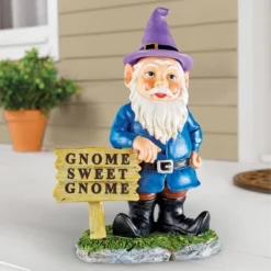 Collections Etc Hand-Painted Seasonal Gnome Sweet Gnome Garden Statue 7.5 X 5.25 X 9 Blue -Home Decoration Onsale GUEST b39bef3b 8701 47ec 9744 91a3f98361cf
