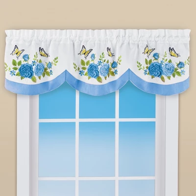 Collections Etc Rose Butterfly Scallop Valance 3 Collections Etc Rose Butterfly Scallop Valance