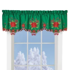 Collections Etc Lovely Poinsettia Valance -Home Decoration Onsale GUEST bb87b841 d9ed 4c1b 82e5 f4ae680c3d29