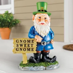 Collections Etc Hand-Painted Seasonal Gnome Sweet Gnome Garden Statue 7.5 X 5.25 X 9 Blue -Home Decoration Onsale GUEST bd2d78e0 c12b 4391 a34e cc582570e0e1