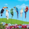 Collections Etc Realistic Tropical Bird Outdoor Garden Stakes - Set Of 18