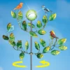 Collections Etc Solar Bird And Leaves 2 Tier Wind Spinner Garden Stake 20 X 20 X 51.5