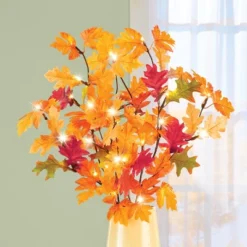 Collections Etc LED Lighted Autumn Maple Leaf Branches Tabletop Tree