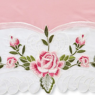 Collections Etc Rose Trim Embroidered Rod Pocket Top Window Curtains 5 Collections Etc Rose Trim Embroidered Rod Pocket Top Window Curtains - Image 3