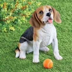 Collections Etc Hand-Painted Happy Beagle Garden Statue White