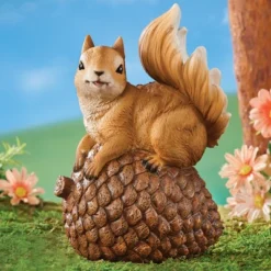 Collections Etc Hand-Painted Squirrel On Huge Pinecone Garden Statue