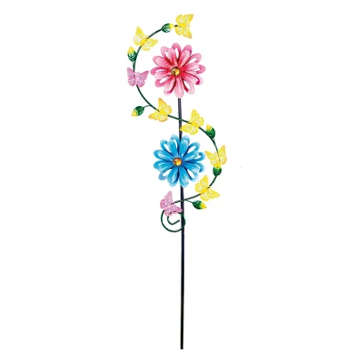 Collections Etc Floral Double Spinner Stakes 5 Collections Etc Floral Double Spinner Stakes - Image 4