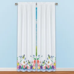 Collections Etc Floral Chickadee And Butterflies Curtains
