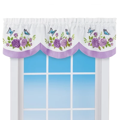 Collections Etc Rose Butterfly Scallop Valance 7 Collections Etc Rose Butterfly Scallop Valance - Image 5