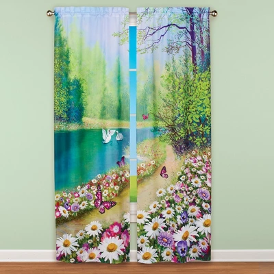Collections Etc Spring Floral Scene Window Curtain Panels - Set Of 2 3 Collections Etc Spring Floral Scene Window Curtain Panels - Set Of 2