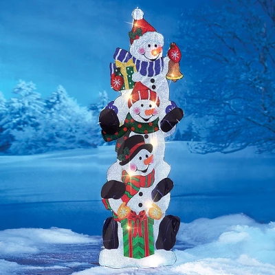Collections Etc Lighted Stack Of Snowmen Outdoor Garden Stake 12.25 X 0.5 X 42 3 Collections Etc Lighted Stack Of Snowmen Outdoor Garden Stake 12.25 X 0.5 X 42