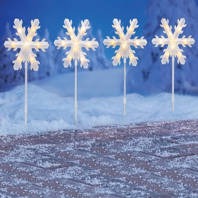 Collections Etc Sparkling Snowflake Holiday Path Light Stake Set 3 Collections Etc Sparkling Snowflake Holiday Path Light Stake Set