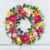 Collections Etc LED Lighted Artificial Mixed Daisies Front Door Wreath 17" X 5" X 17" -Home Decoration Onsale GUEST e2b55855 f550 44bf 9083 dd431bb7c8b8