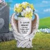 Collections Etc Angel Wings Memorial Vase Garden Stake 7.75 X 4 X 16.25 Off-White