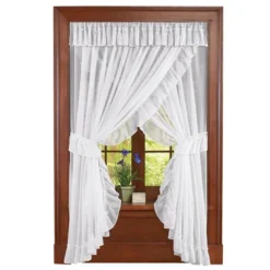 Collections Etc Isabella Ruffled Sheer Fabric Rod Pocket Window Curtain Set -Home Decoration Onsale GUEST e6b9fbde 9934 4a45 ba3e 7ed14ca3e93e