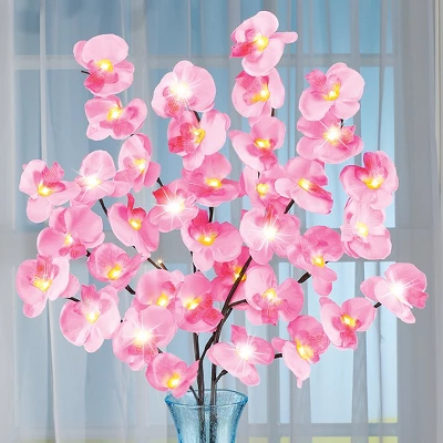 Collections Etc 2pcs Lighted Orchid Branches 3 Collections Etc 2pcs Lighted Orchid Branches