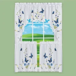 Collections Etc Butterfly Floral Rod Pocket Top Window Curtains, Single Panel, -Home Decoration Onsale GUEST ec43a877 2dd5 4a1b afb5 830a894652a3