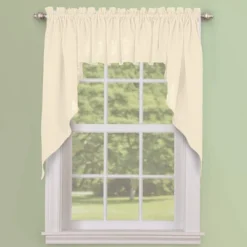 Collections Etc Solid Textured Swag Window Curtain Pair, Single Panel,